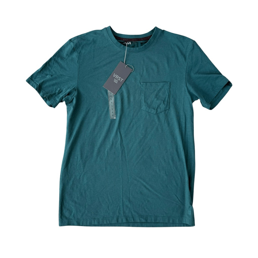 VRST men’s essential pocket blue green cotton stretch shirt size S NWT gallery