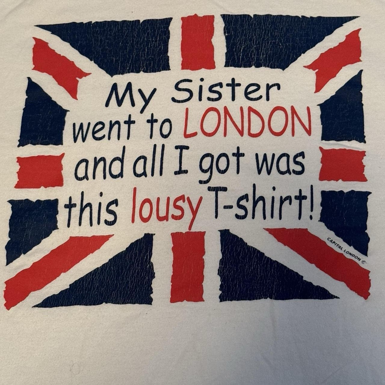 Vintage 1980s “My Sister Went to London” Funny Graphic L T-shirt FREE SHIPPING gallery