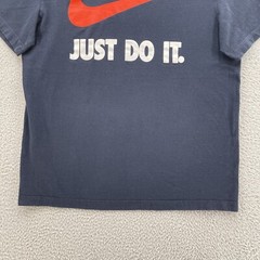 Nike Tee Men Medium M Blue Red Swoosh Just Do It Logo 100% Cotton Casual Comfort