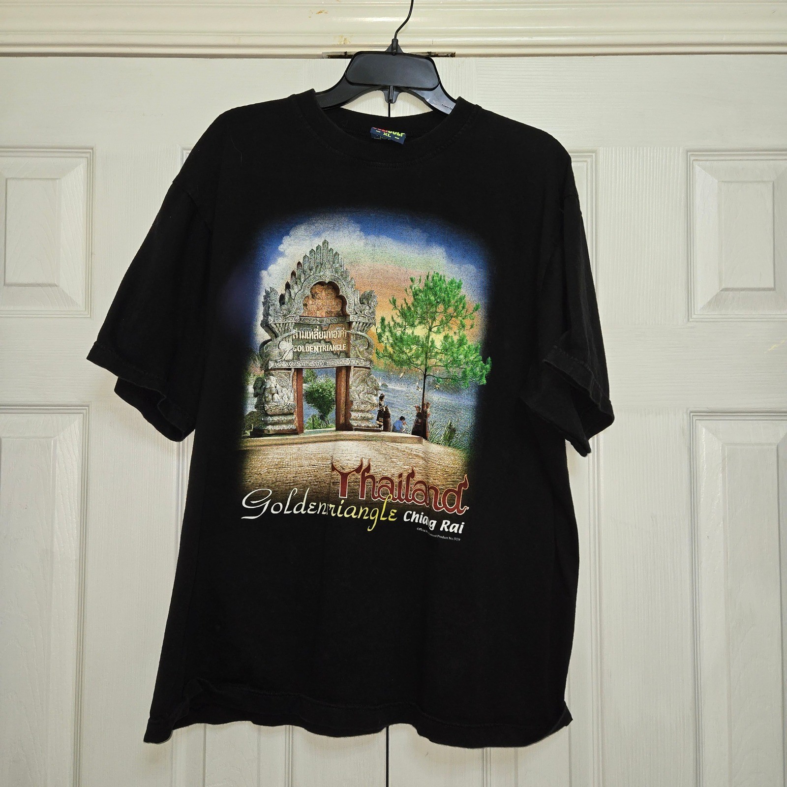 Joligolf Thailand Shirt XL Boxy Golden Triangle Graphic Tee Black Screen Printed gallery