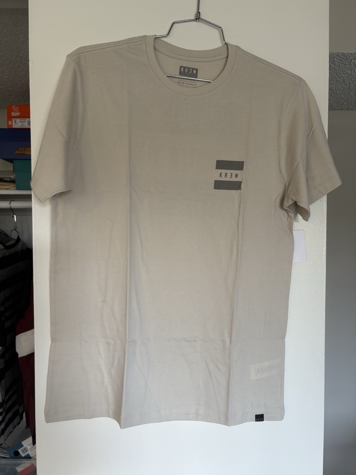 KREW T-Shirt Mens Medium Beige Graphic Tee Skate Streetwear Los Angeles Rare gallery