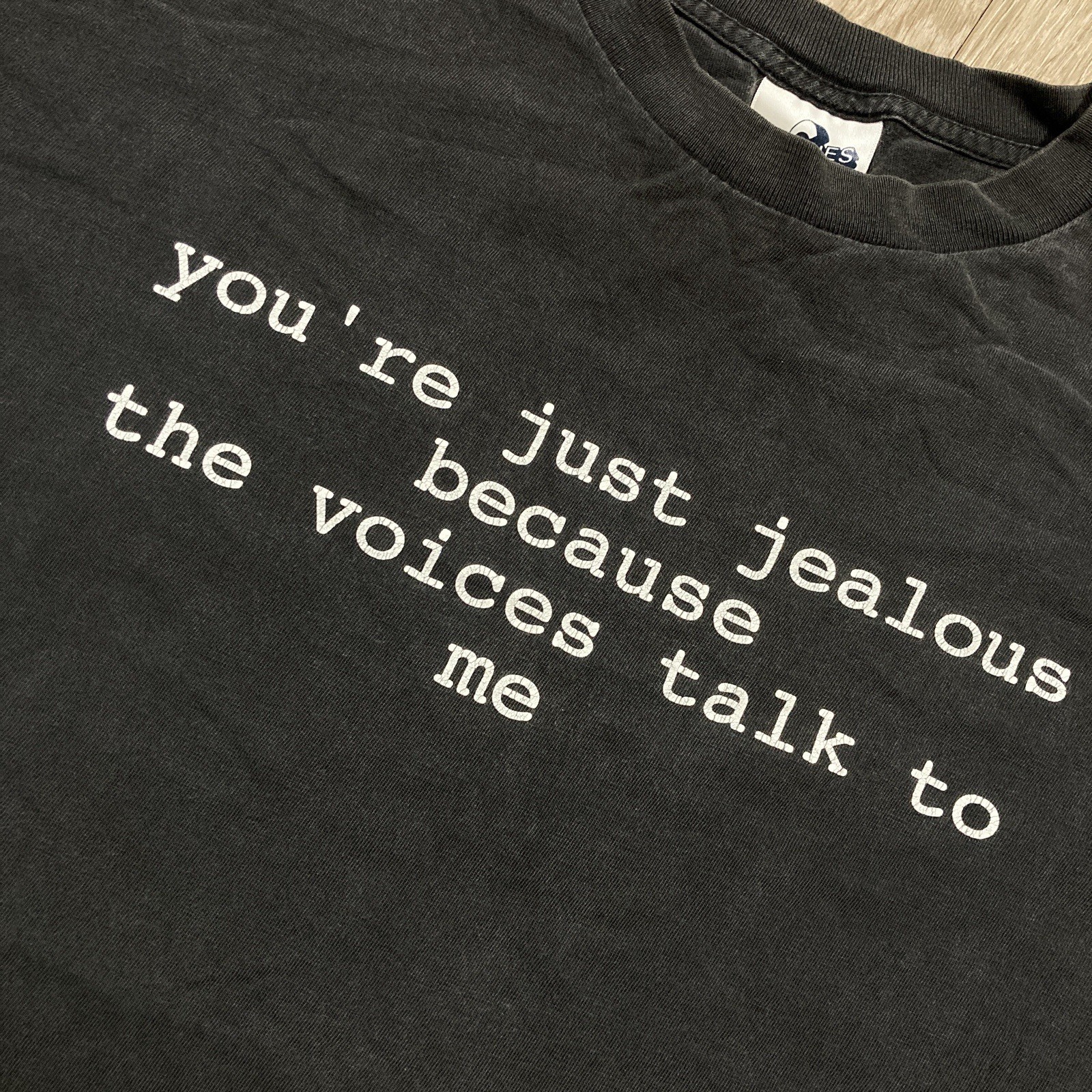 Voices Shirt XL 90s 00s Y2k Distressed You're Jealous Voices Talk To Me Tee gallery