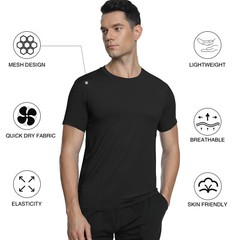 5pc Men Basic T-Shirt Gym Running Fitness Short Sleeve Tees Quick Dry Breathable
