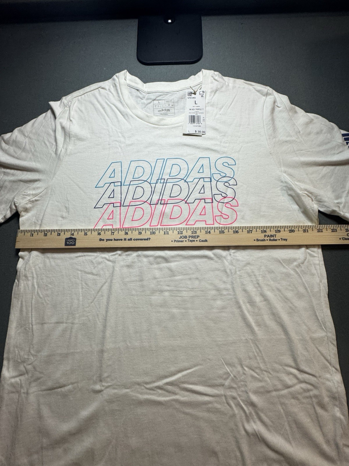 Adidas Men’s White Multi Color Logo Graphic T-Shirt Size L Brand New gallery
