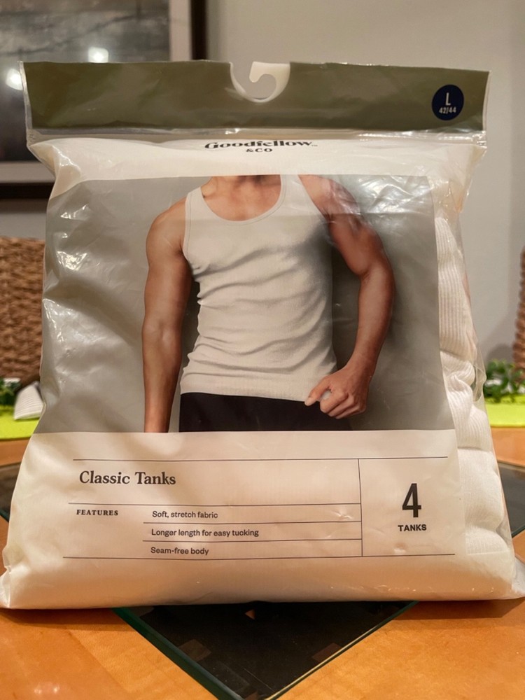 Goodfellow & Co Classic Ribbed Tanks White L 42/44 Tag Free 4 Pack NWT!