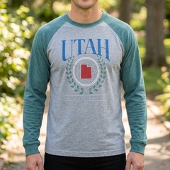 Home State Apparel Utah The Beehive State Raglan Long Sleeve Shirt Gray Green