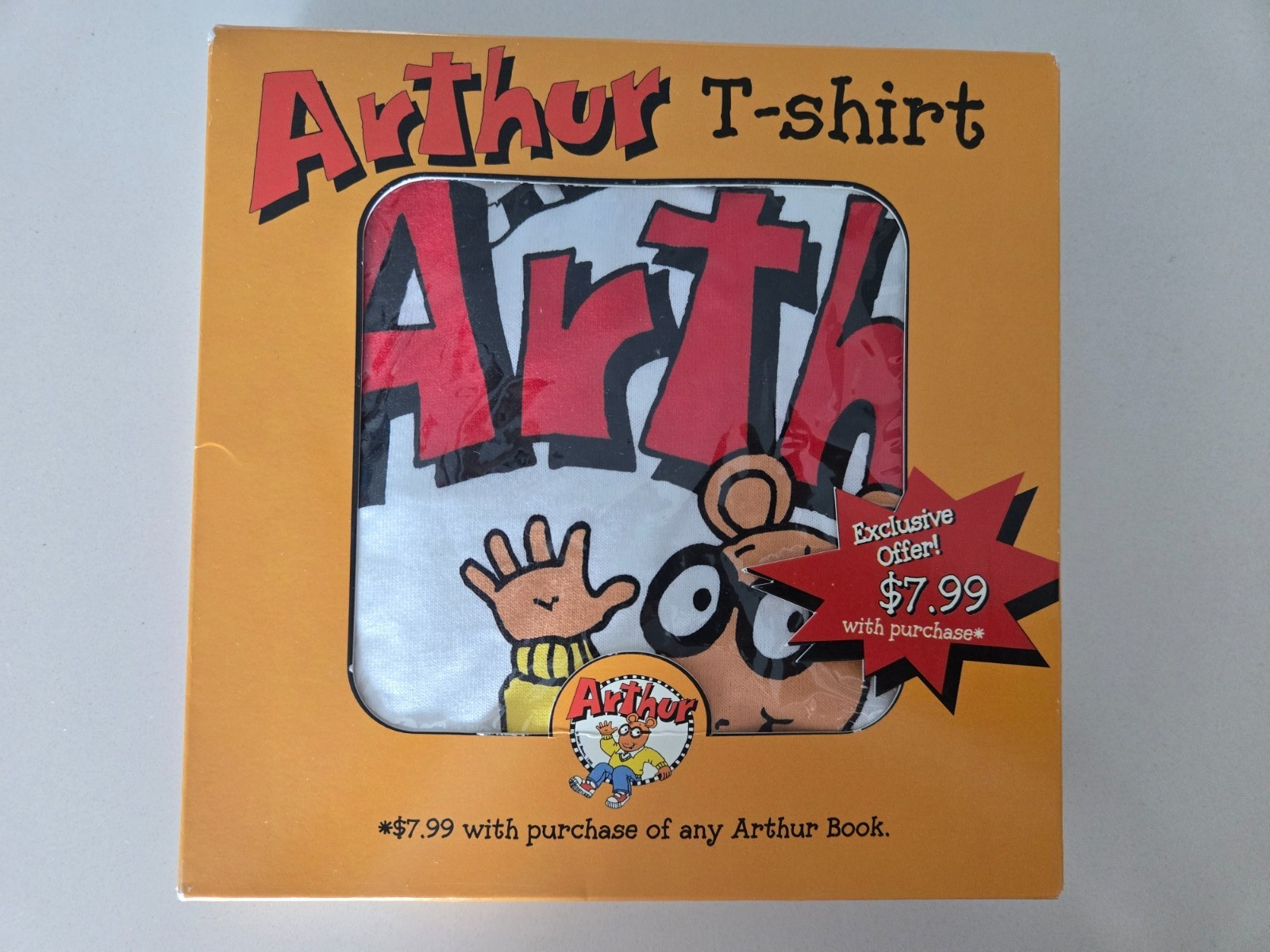 Marc Brown PBS Arthur Kids Large 90s Vintage white Tee Shirt NEW in package