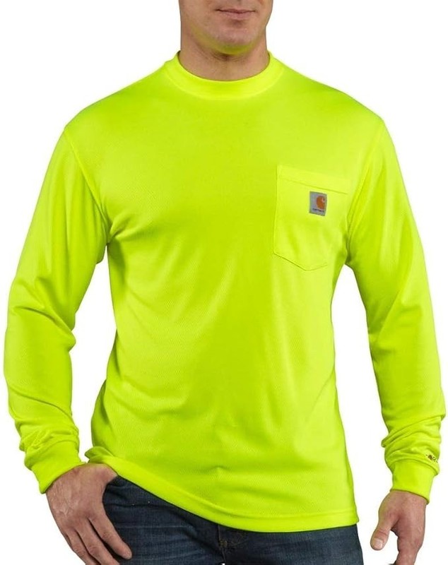 Carhartt 100494 Force Color Relaxed Fit Long Sleeve Yellow Work Crew T-Shirt XL