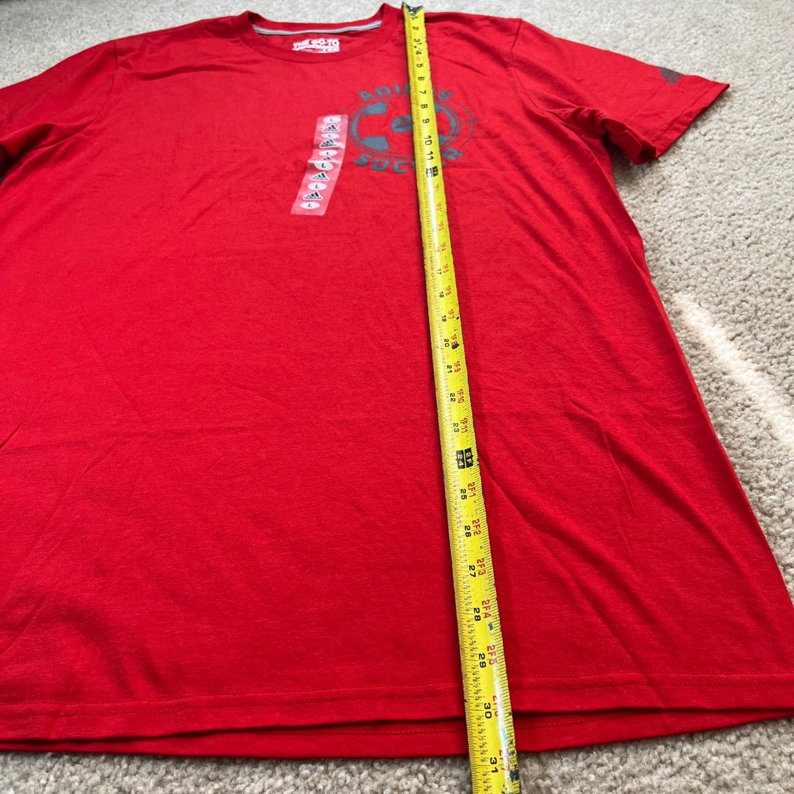 Adidas Soccer The Go-To Performance Tee Mens Large Red Climalite Graphic T-Shirt gallery