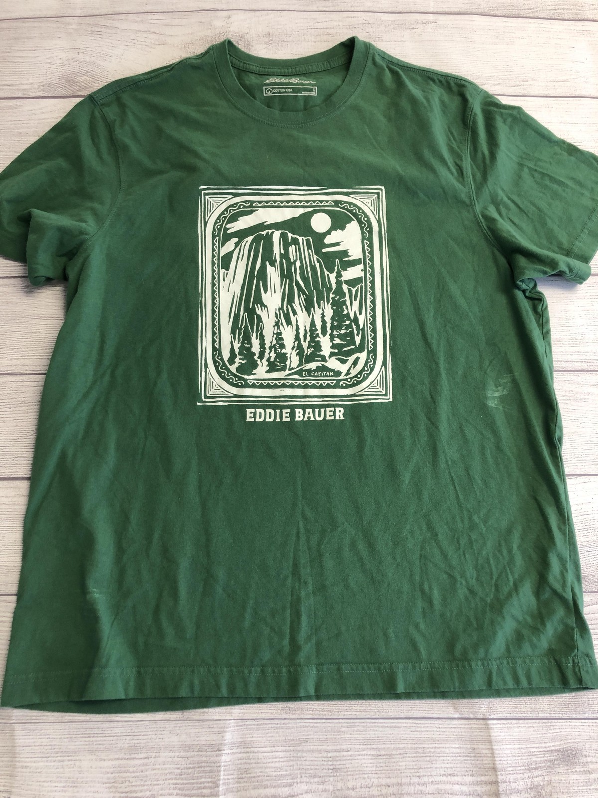 Eddie Bauer Shirt Mens Large Green El Capitan Graphic Tee Tagless Outdoor Nature gallery
