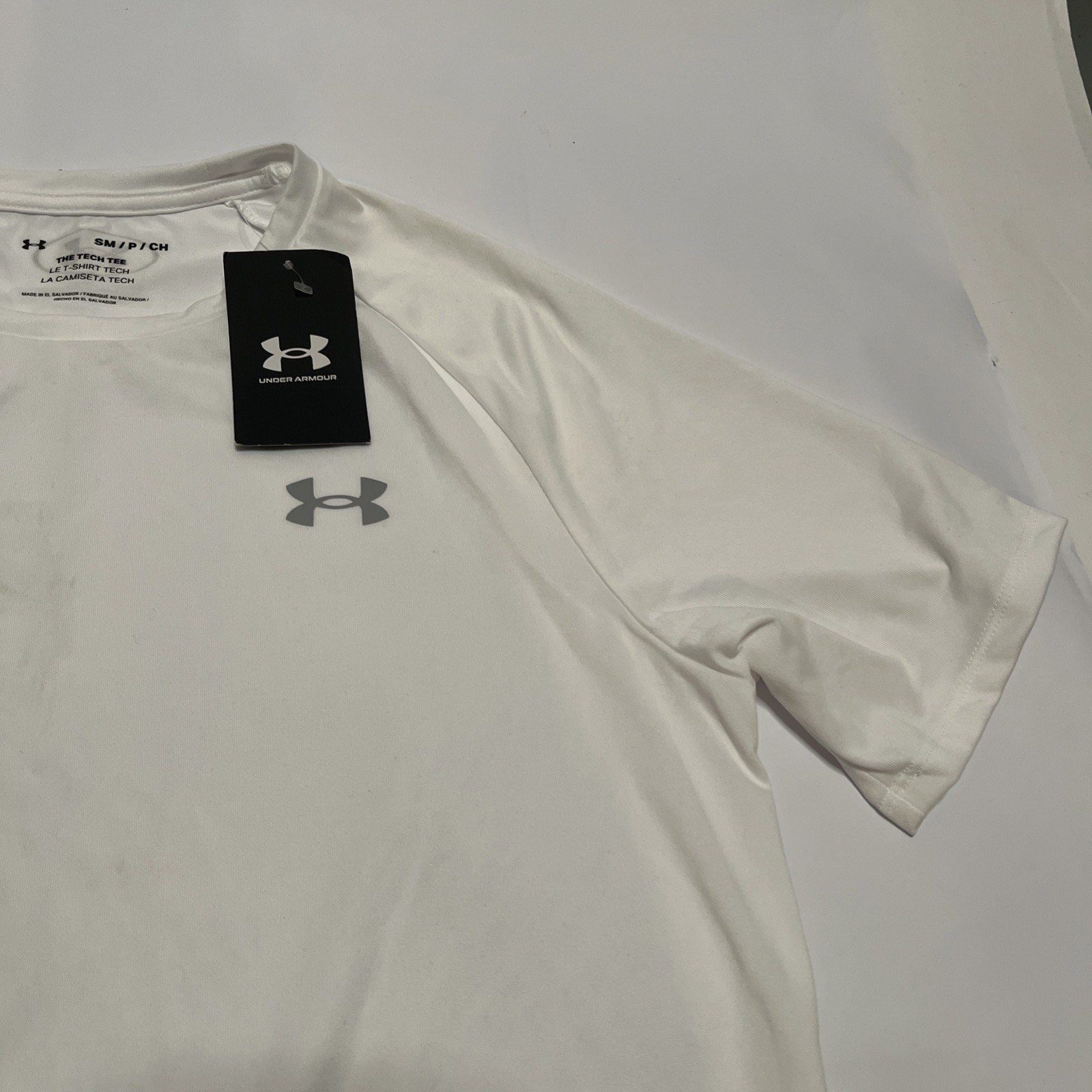 NWT Under Armour The Tech Tee Short Sleeve Shirt Men's Size Small White Top gallery