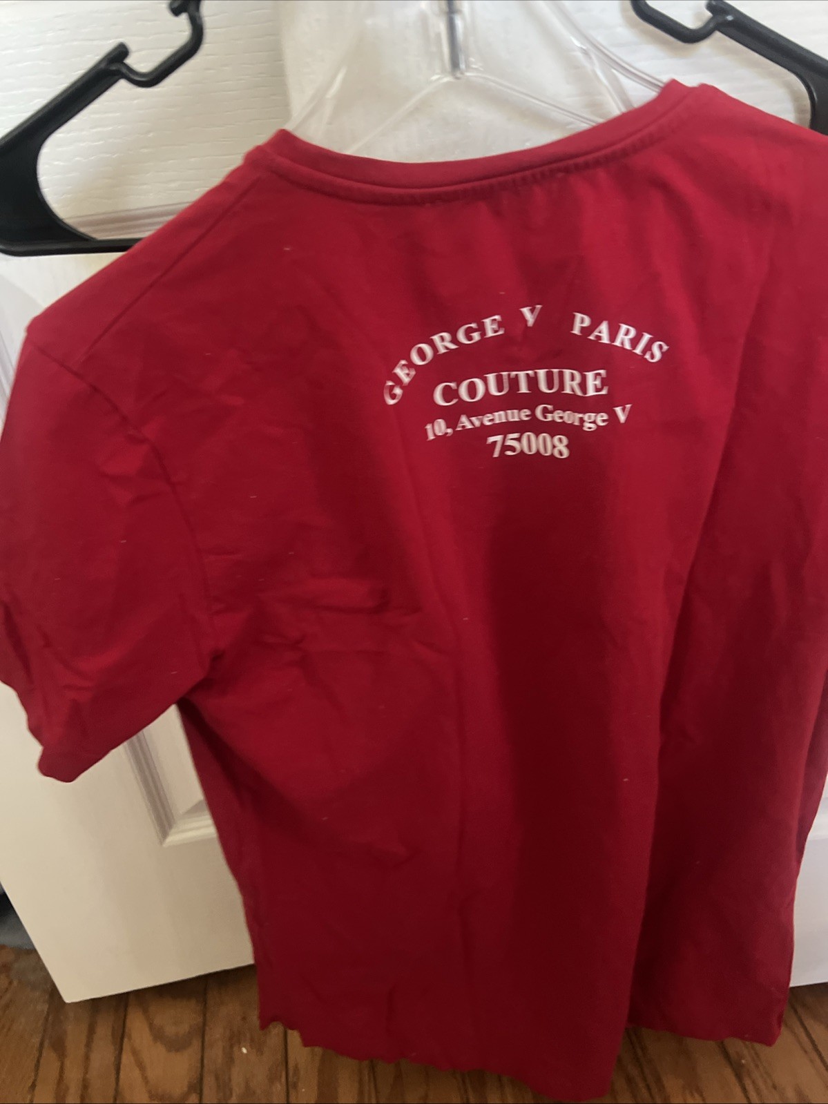 Avenue George V Paris Men's Short Sleeve Red T-shirt Skull rhinestone M gallery