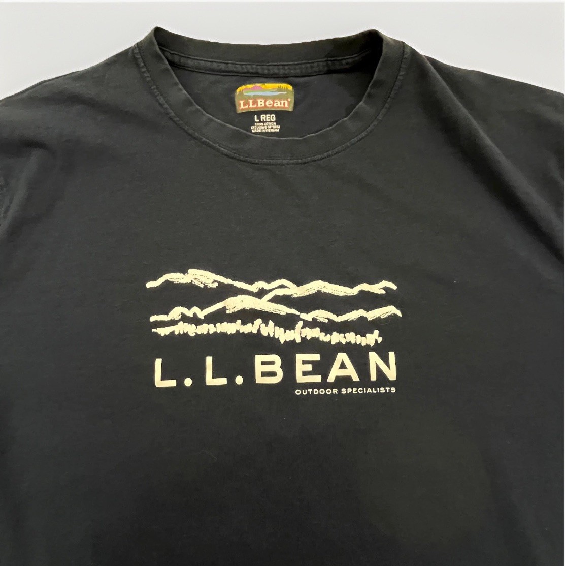 L.L. Bean Men's Bean's Spell Out T Shirt Large All Cotton Black Mountain Graphic gallery