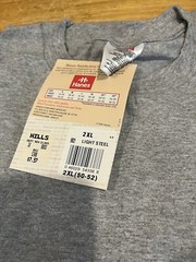 Single Stitch T-shirt Pocket Blank Vintage 1996 Hanes Wear Light Steel 2XL NOS