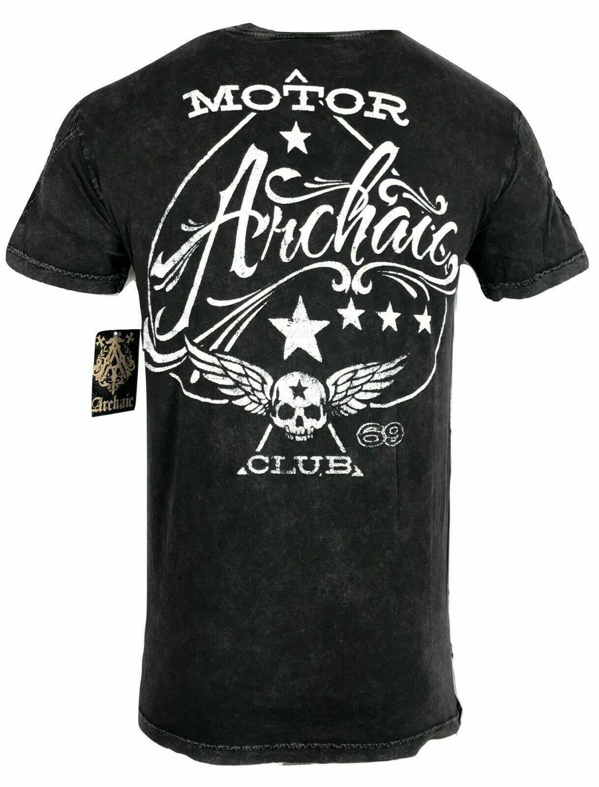 ARCHAIC by AFFLICTION Men's T-Shirt NATION Skull Wings US Flag Black S-4XL $40 gallery