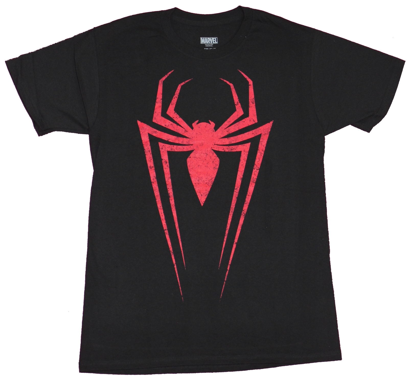 Spider-Man Adult New T-Shirt - Distressed Red Long-Legged Spider Logo gallery