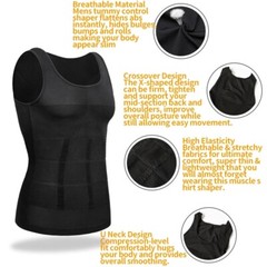 Men’s Slimming Body Shaper Vest Abs Abdomen Compression Shirt Workout Tank Tops#