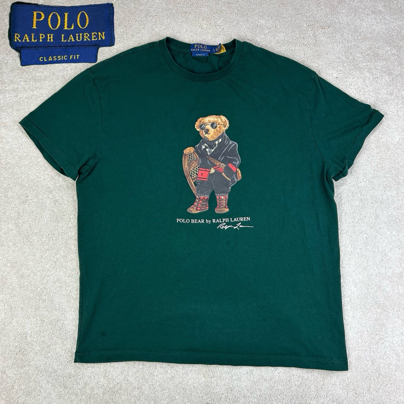 POLO Ralph Lauren Men’s Classic Fit Holiday Ski Polo Bear Dark Green T Shirt L gallery