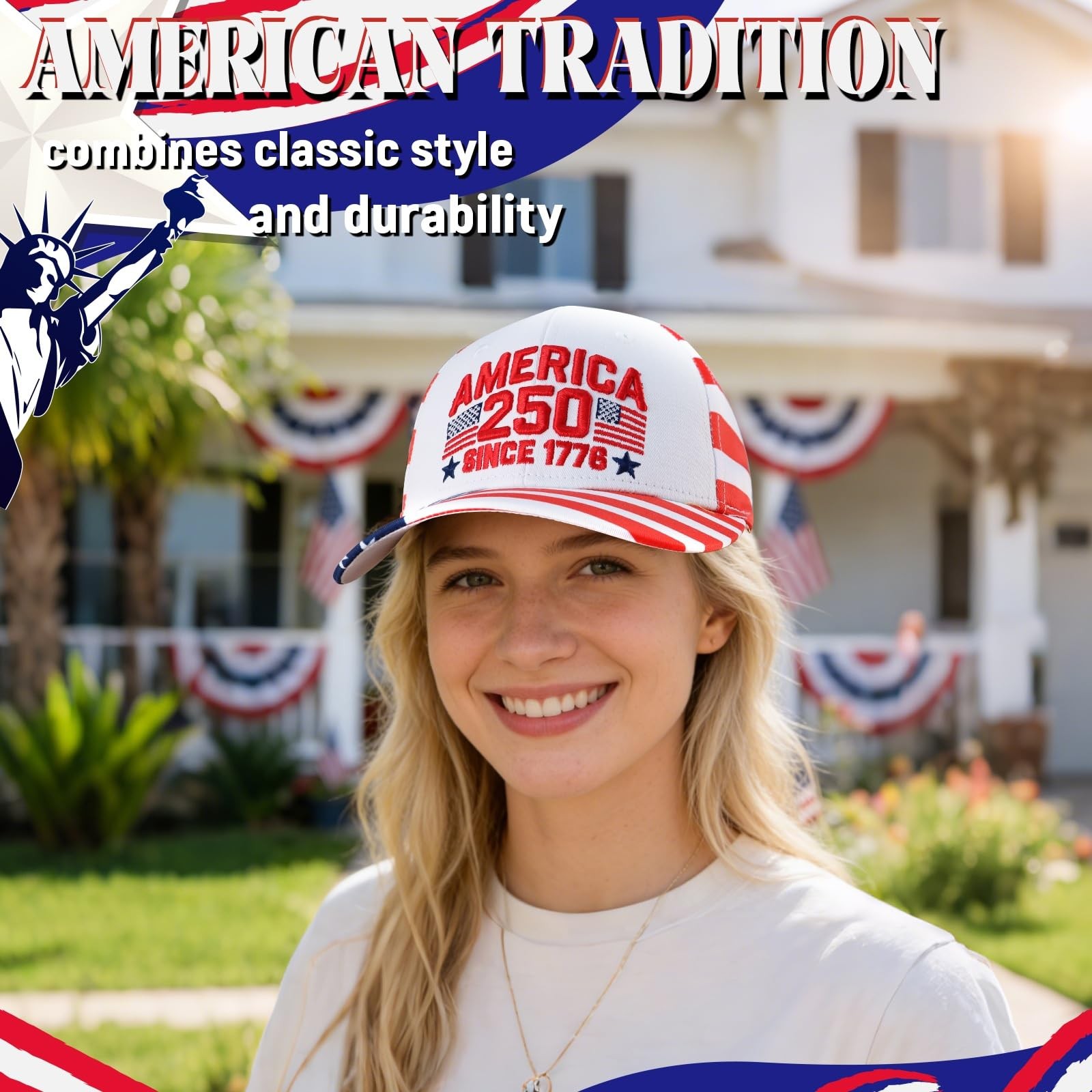 American Flag Hat Baseball Cap for Men Boys, Adjustable Patriotic Hat, Father... gallery