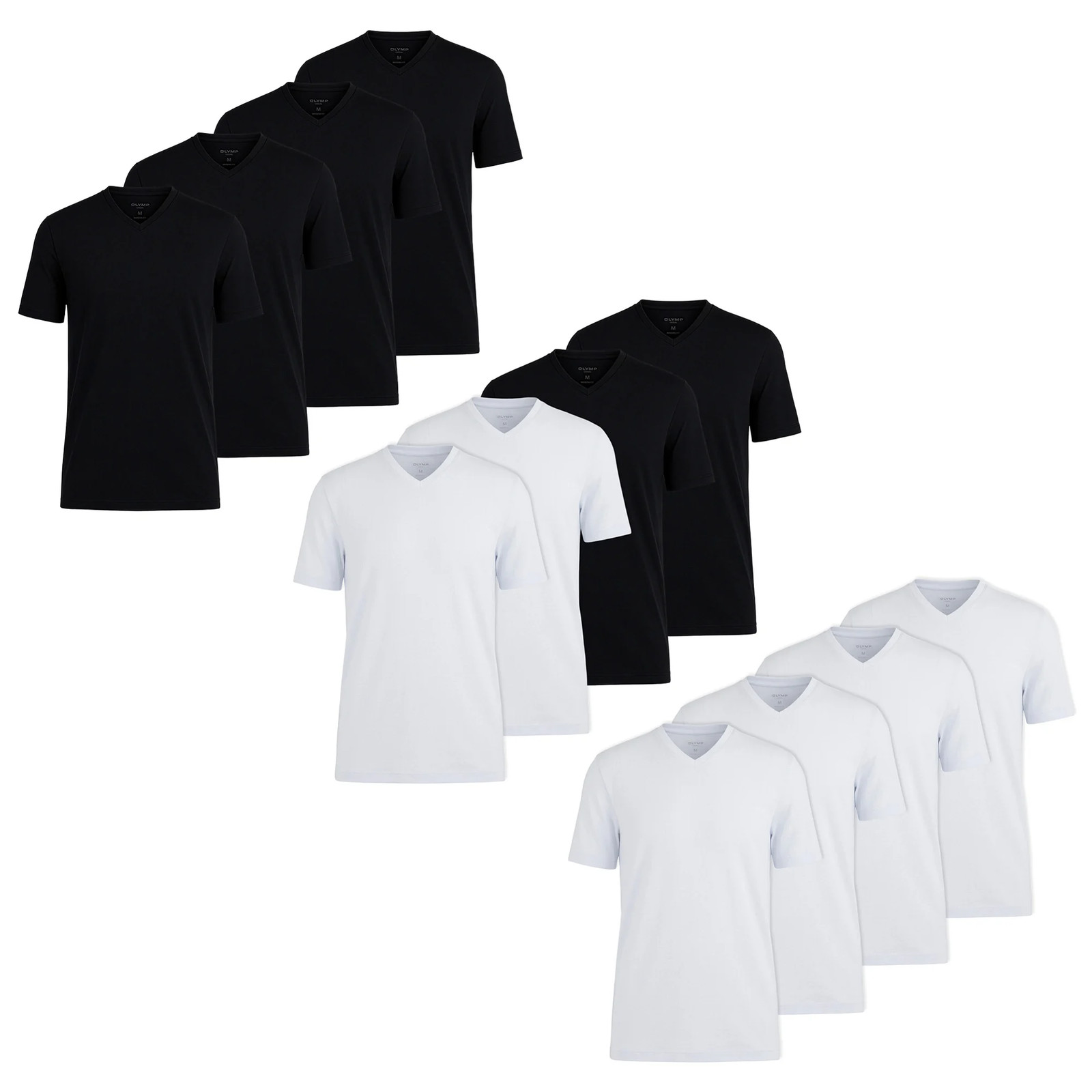 OLYMP Men’s T-Shirts, V-Neck, 4 Pack – Bodywear, Modern Fit, Cotton