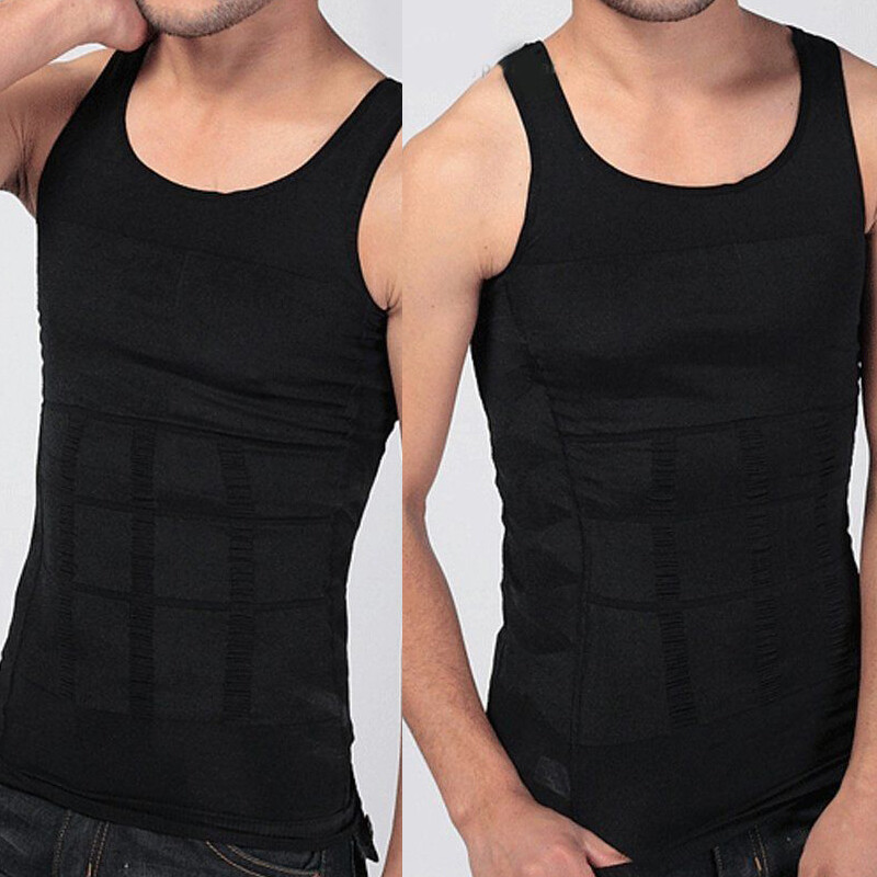 Men Slimming Body Shaper Abs Abdomen Compression Vest Workout Tank Tops Shirts gallery