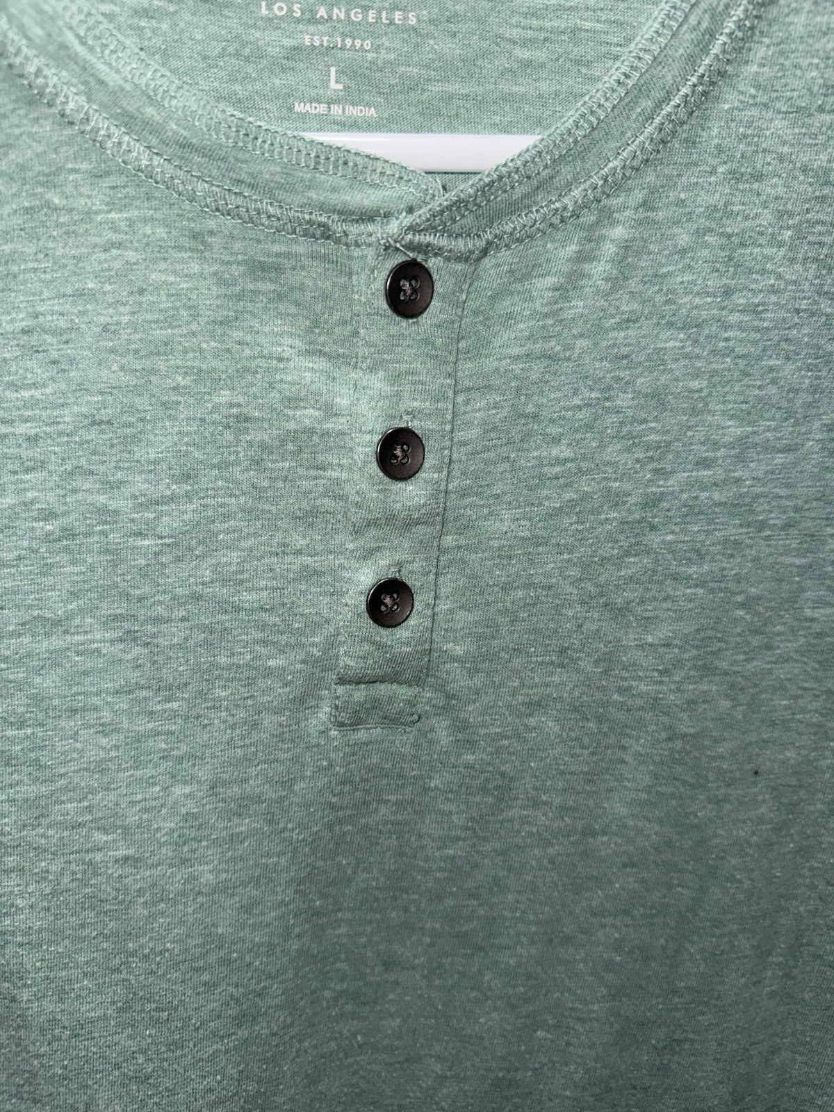 Lucky Brand Men's Green Solid Henley T-Shirt Short Sleeve Button Size L gallery