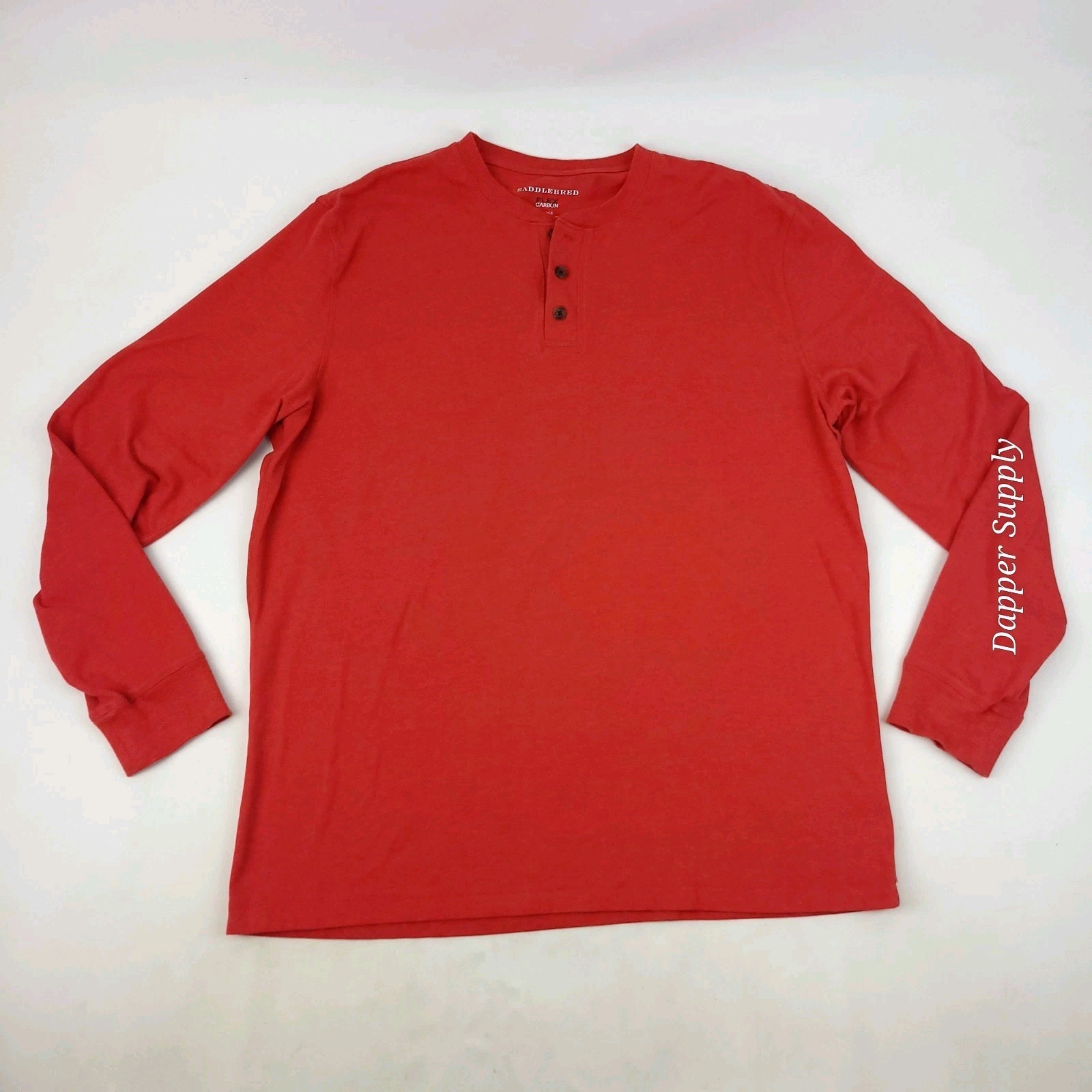Saddlebred Mens Large Orange Flex Carbon Long Sleeve Pullover Henley Shirt gallery