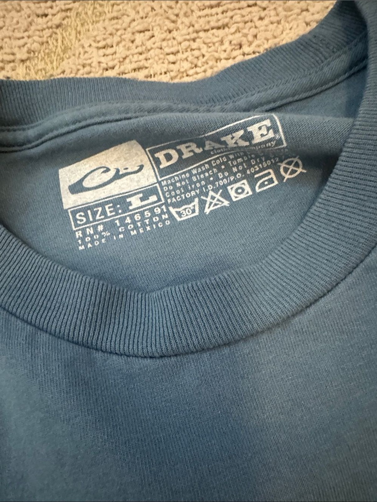 Drake Waterfowl Long Sleeve Logo T-Shirt Men’s Large Blue Hunting Outdoors Tee gallery