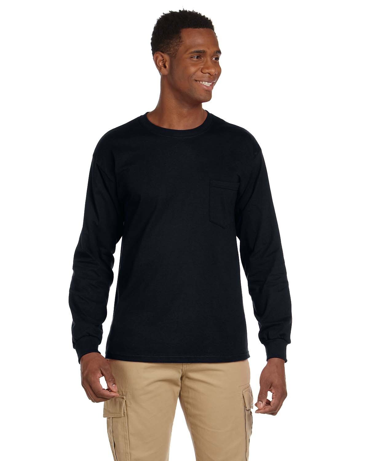 2 Pack Of Gildan G241 Adult Ultra Cotton T Shirt Long Sleeve Pocket T-Shirt gallery