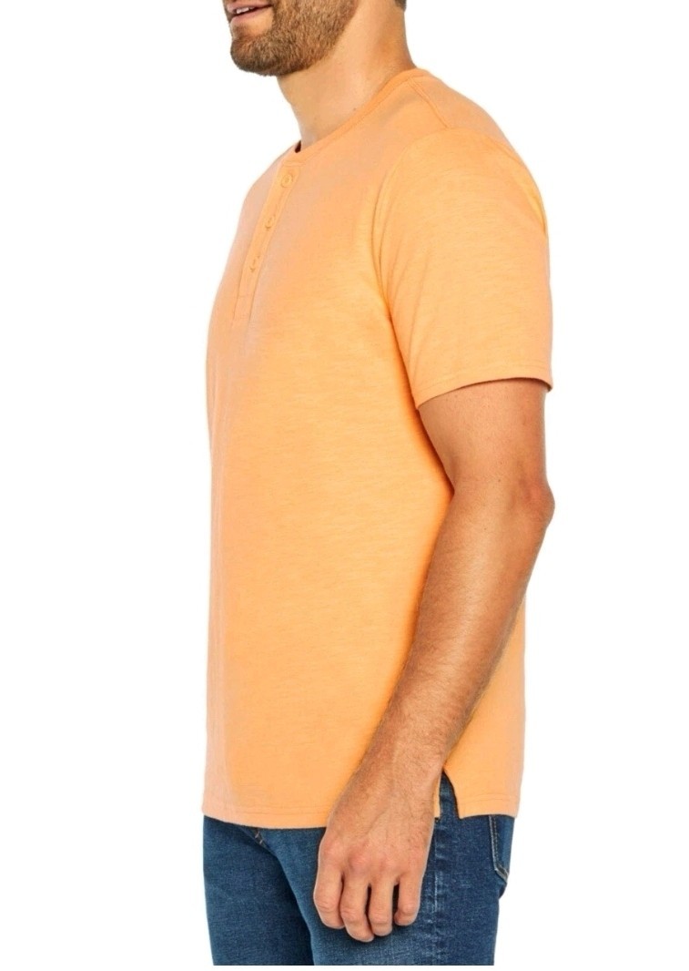GAP Men's Soft Short Sleeve Half Button Collar Slub Henley Apricot Wash Medium gallery