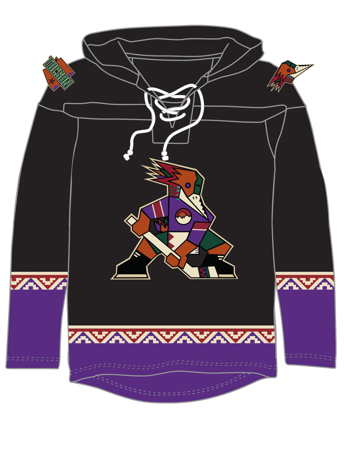 Tucson Roadrunners "Kachina" Alternate AHL Hockey Embroidered Lace Hoodie gallery