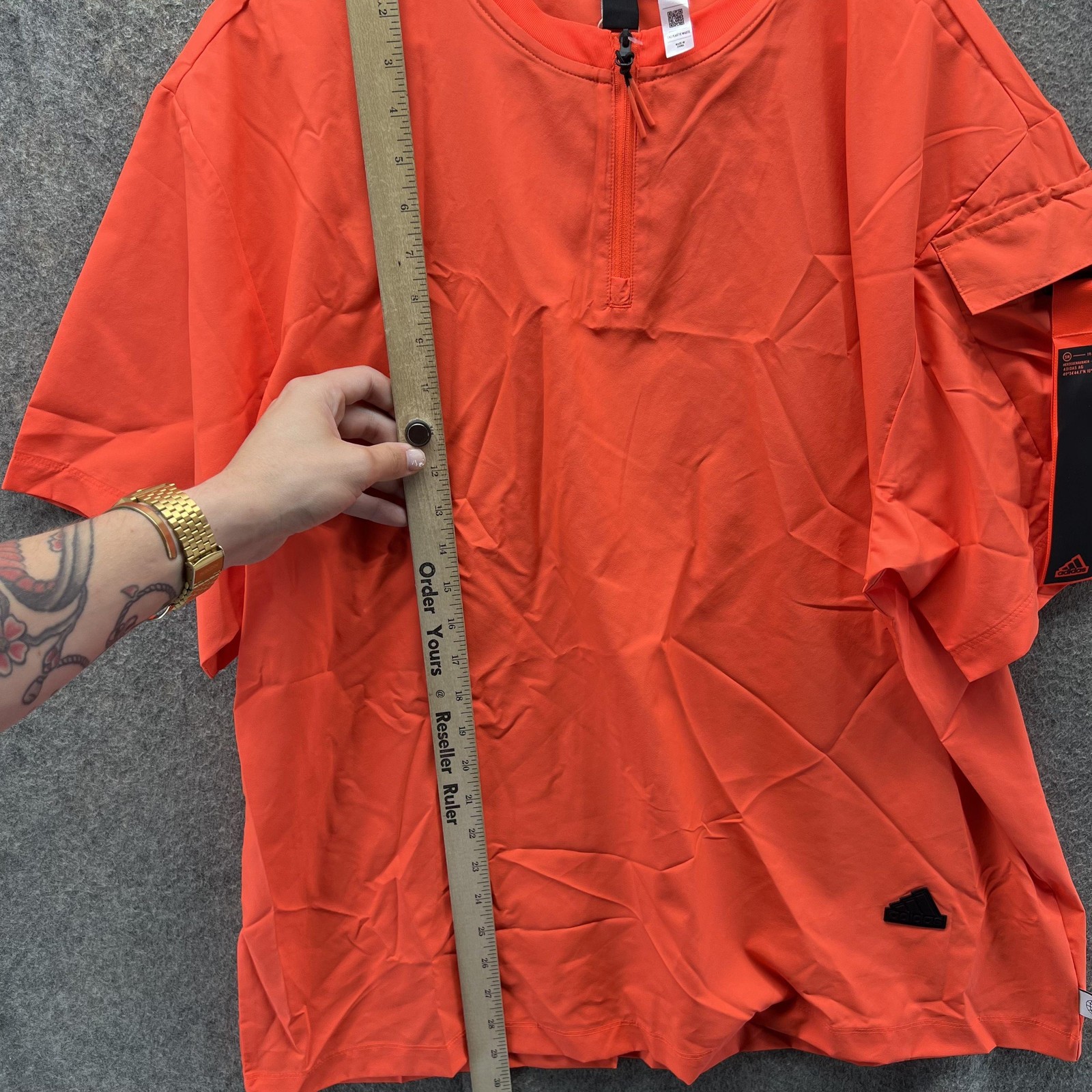 Adidas Shirt Mens Medium Solar Red 1/4 Zip Windbreaker Parley IC3732 Jersey Neon gallery