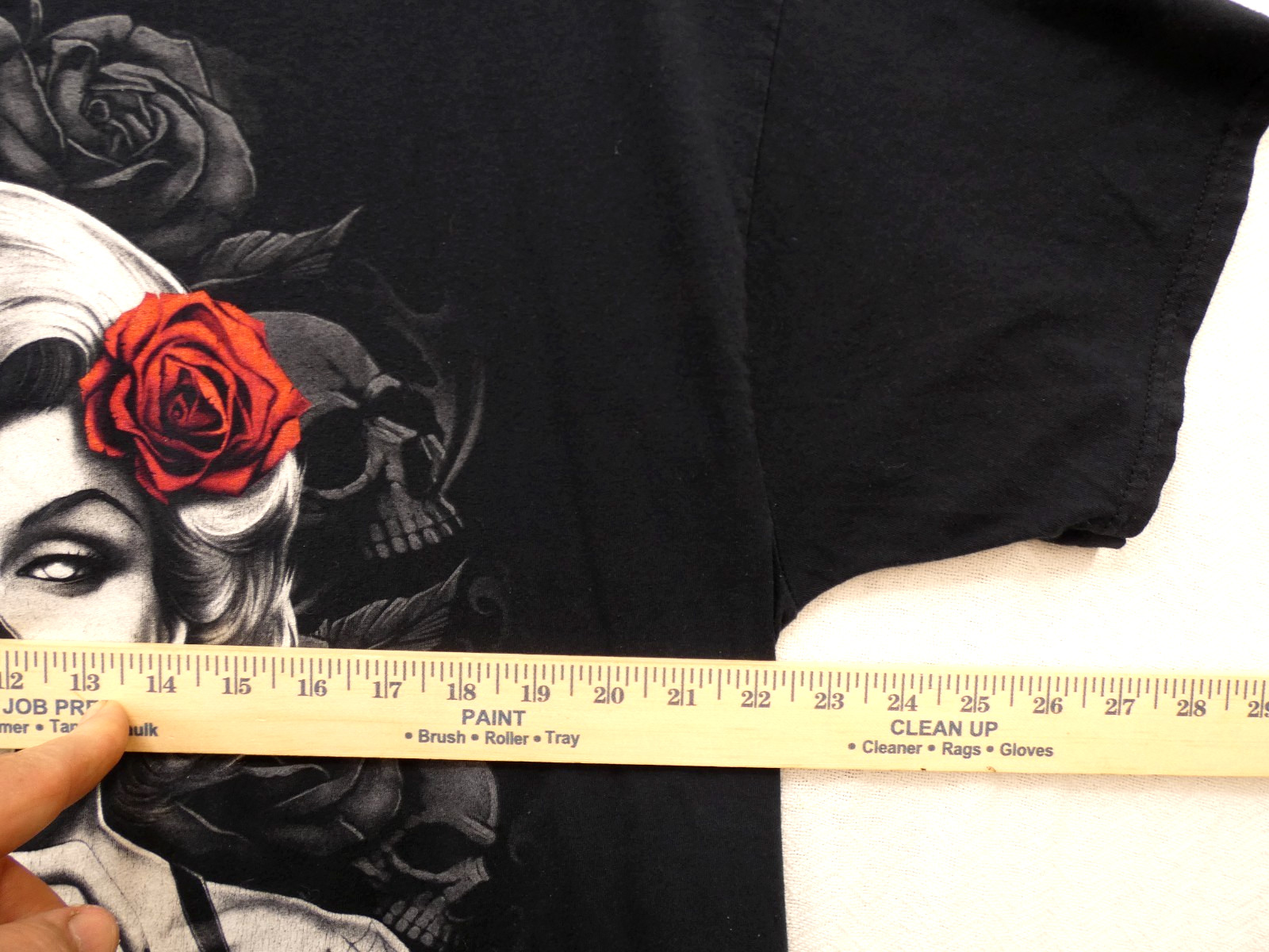 Vintage Gothic Skull Rose Marilyn Tattoo Shirt Fruit of the Loom Y2K Punk Tee XL gallery