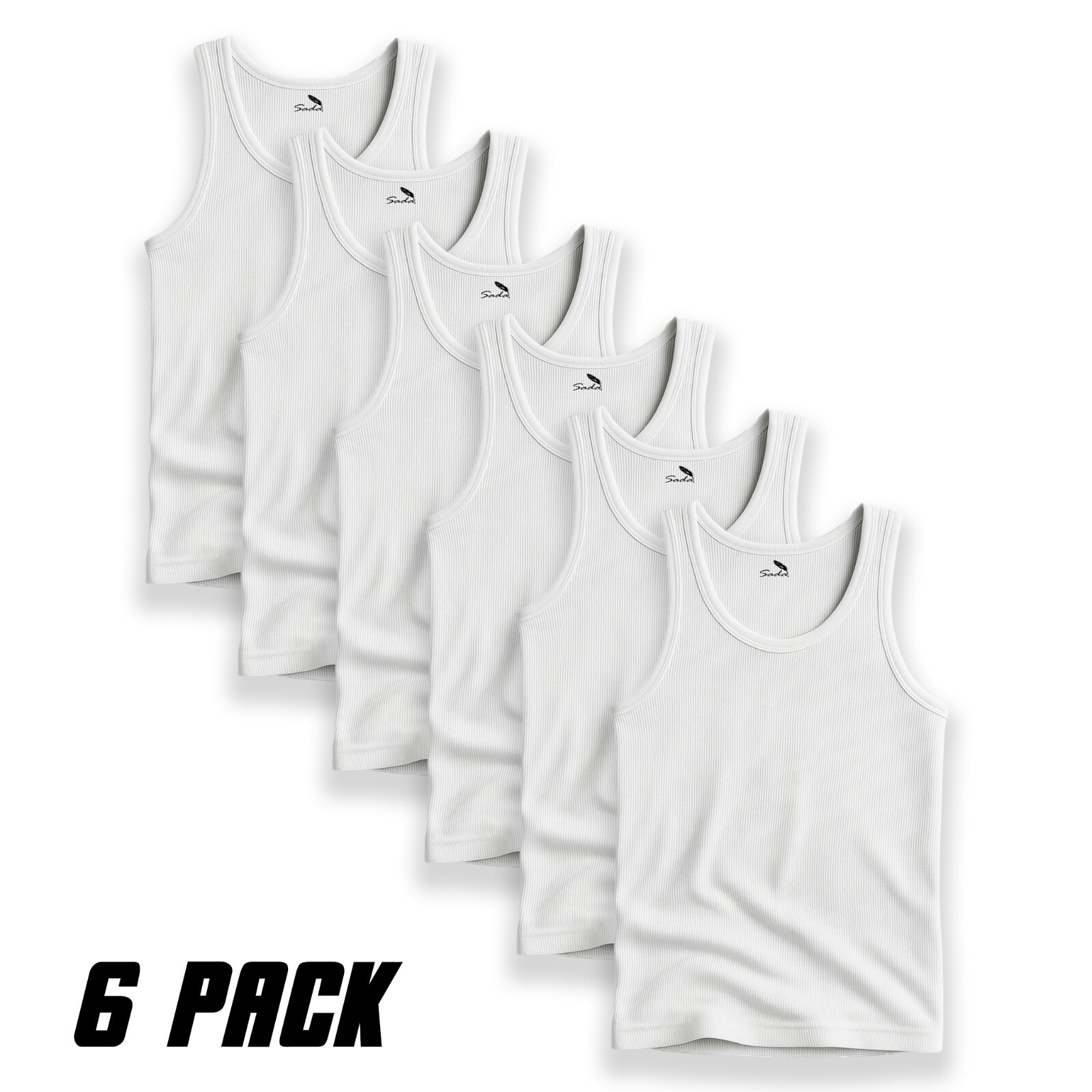 SADA Men’s Tank Tops 6-Pack – 100% Cotton Sleeveless Muscle Shirts S-3XL