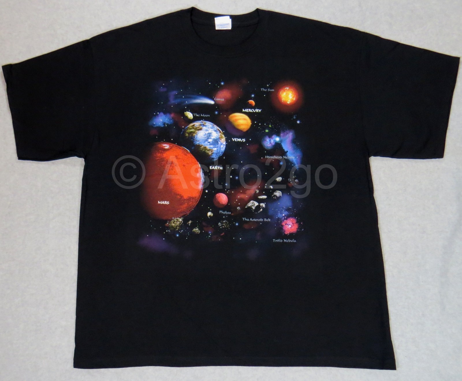 SOLAR SYSTEM PLANETS COMET NEBULA SPACE ASTRONOMY SCIENCE 2 sided T shirt S-3XL gallery