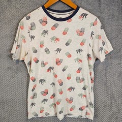 Free Planet Mens Pineapple Palm Tree Print Organic Cotton T-Shirt Gray Medium