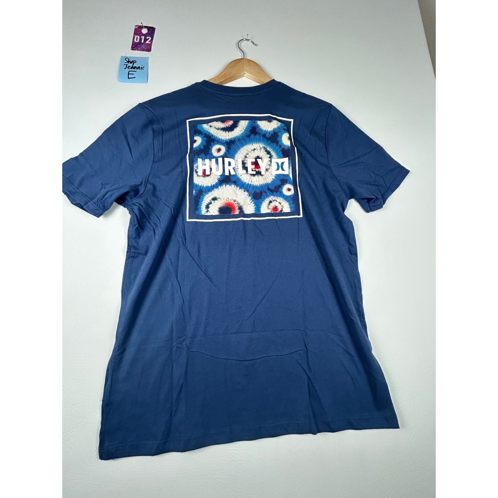 NWT Hurley Mens Graphic T Shirt Medium Blue Tie Dye Back Logo Surf Streetwear gallery