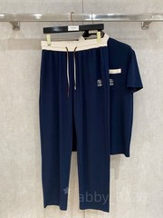 Brunello Cucinelli Regular Crew Neck Cotton Short-Sleeve T-Shirt Trouser Suit