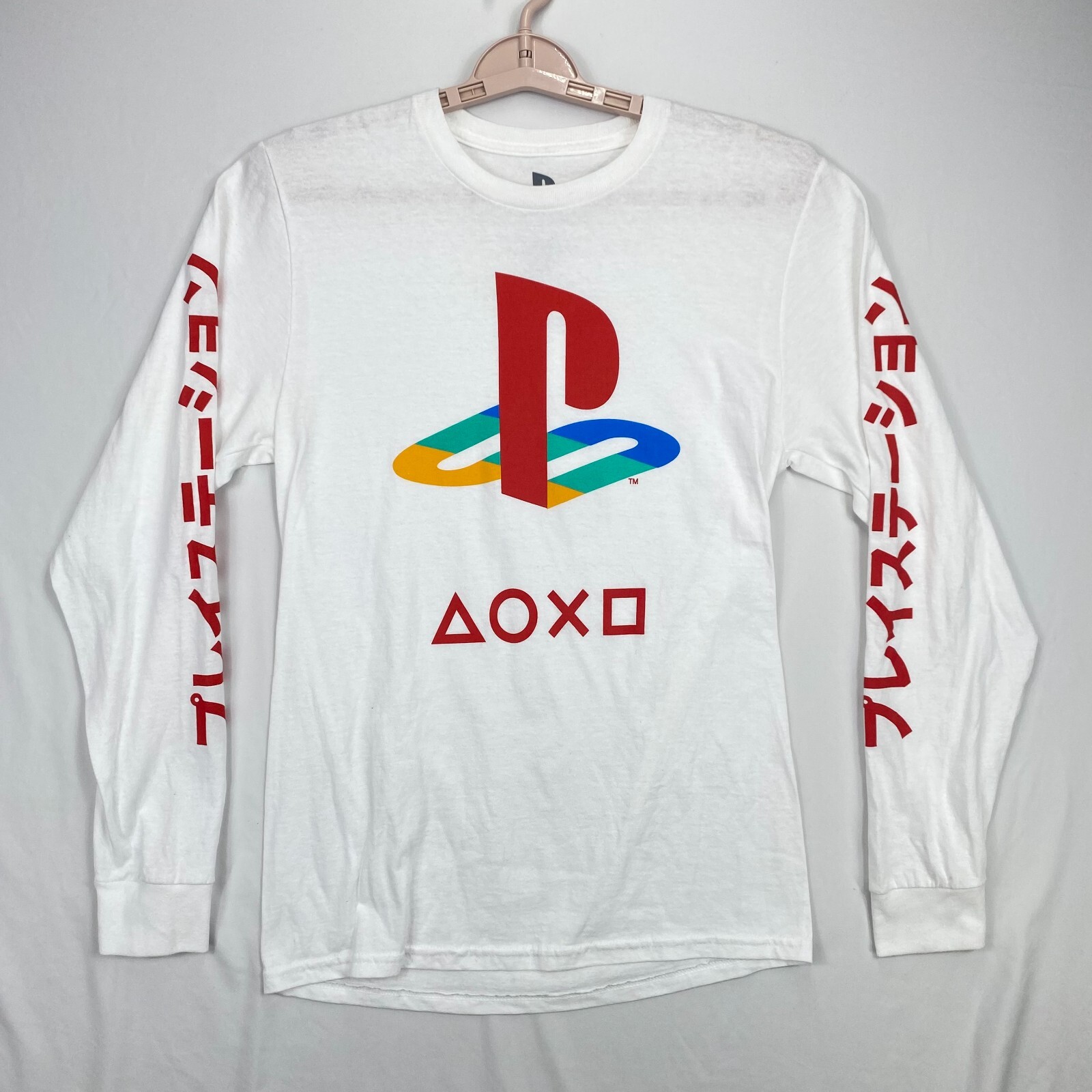 Playstation Shirt Men’s Small White Long Sleeve Graphic Tee T-Shirt Gaming