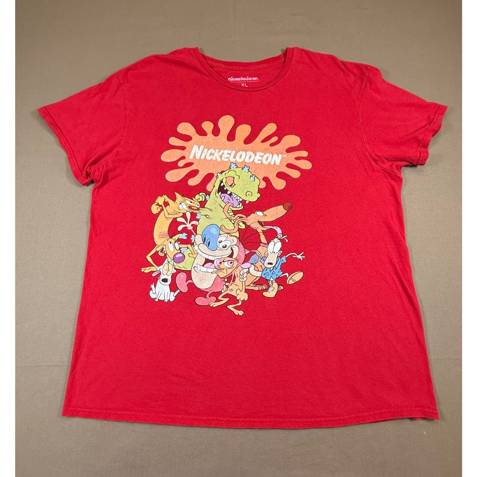 Nickelodeon 90s Vintage Cartoon T Shirt Red XL Ren Stimpy Rugrats Retro gallery
