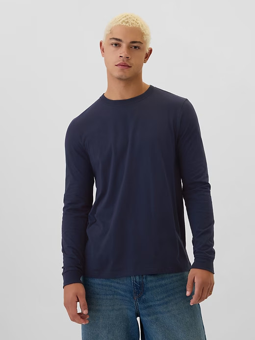NWT GAP Everyday Soft Long-Sleeve Tee Shirt T-Shirt 100% cotton Navy Blue Men ML gallery