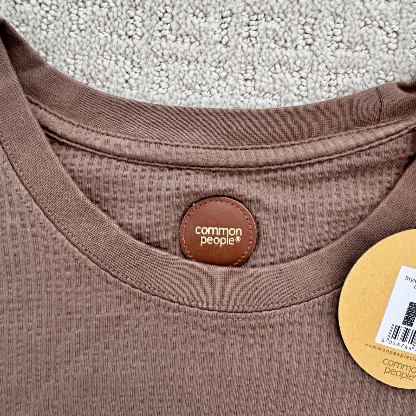 Common People Seersucker GD Tee Brown Textured Pocket Size L gallery