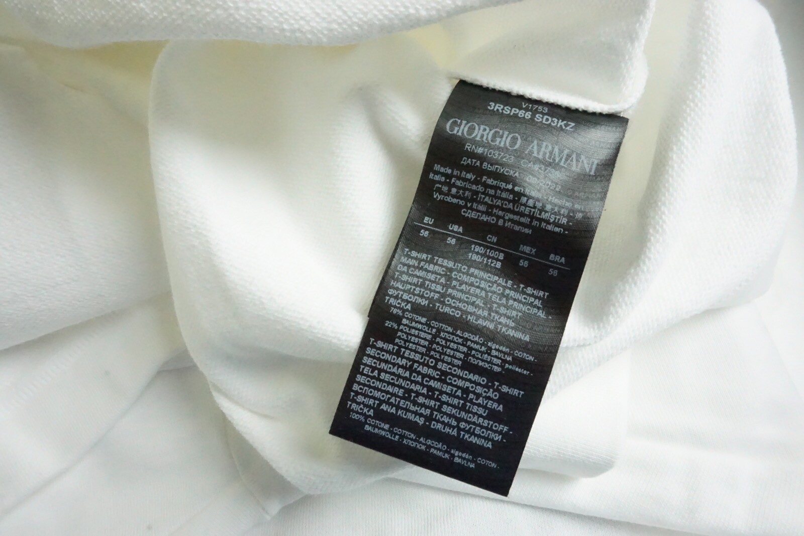 Giorgio Armani Black Label White Red Logo THICK Cotton Blend T Shirt Sz 56 NEW gallery