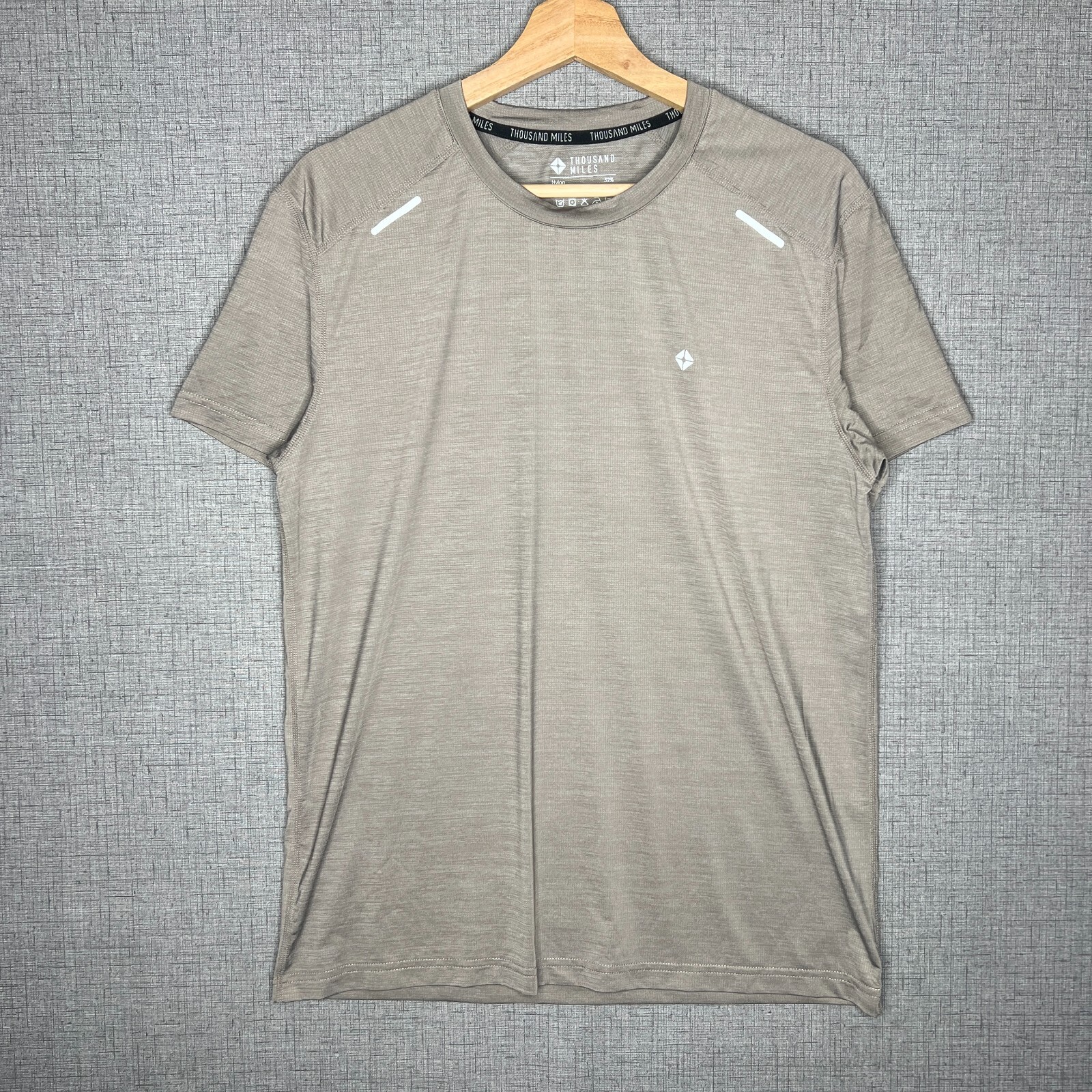 Thousand Mile T Shirt Men’s S Light Brown Nylon Blend Short Sleeve Athletic