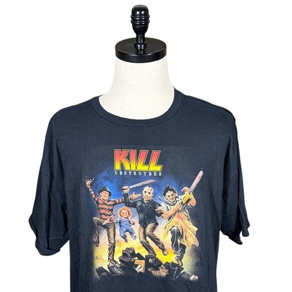 Fright Rags Kill Destroyers Horror Slasher Graphic T-Shirt Black Mens 3XL 2013 gallery
