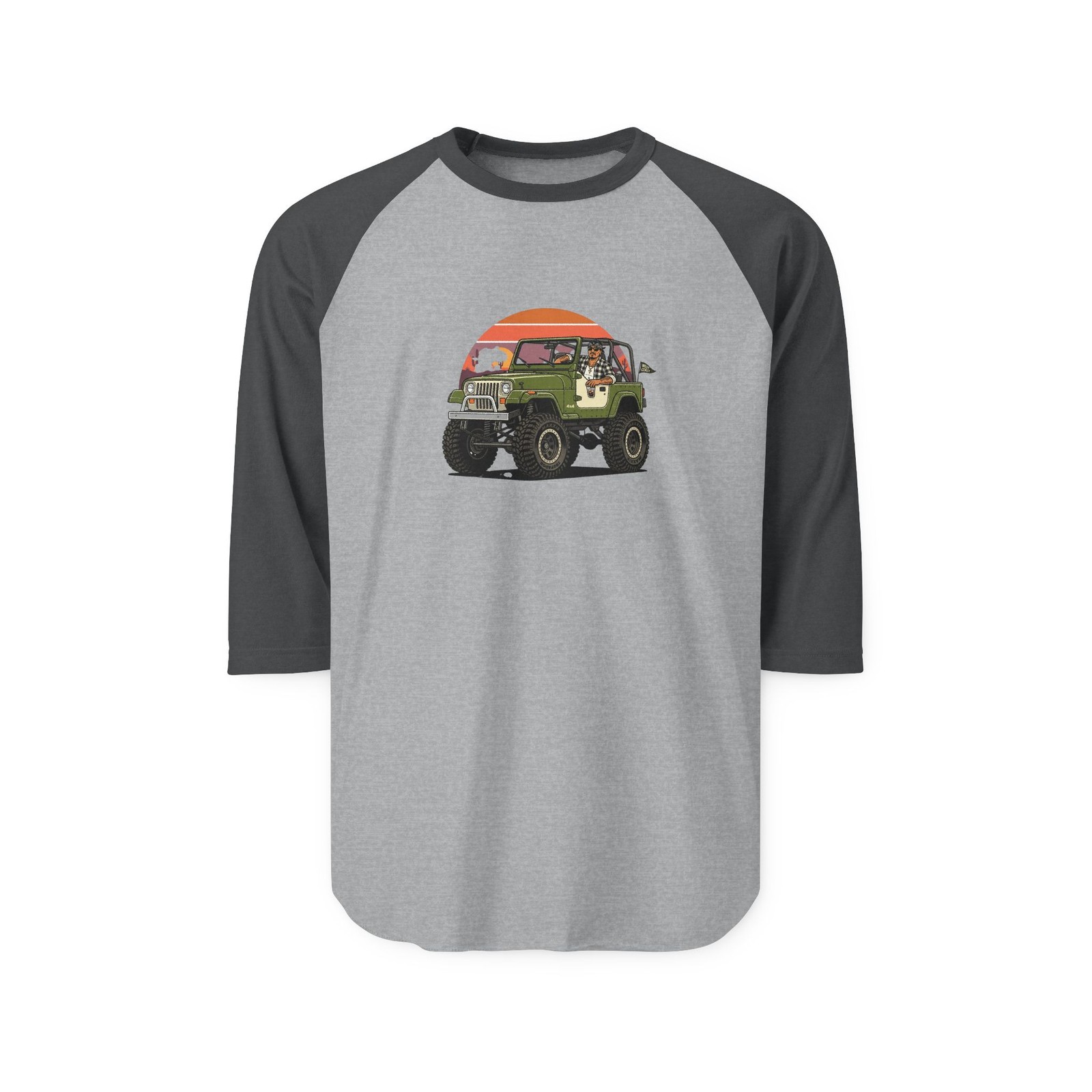 Cholo Sunset Jeep Ride Raglan Shirt | 3/4 Sleeve