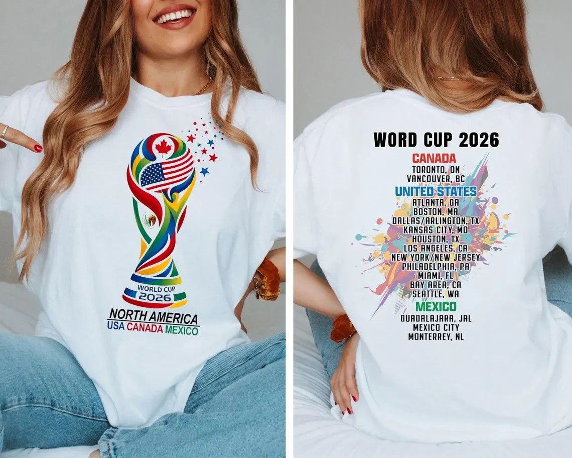 World Cup 2026 Host Cities Double Sided T-Shirt USA Canada Mexico Tee gallery