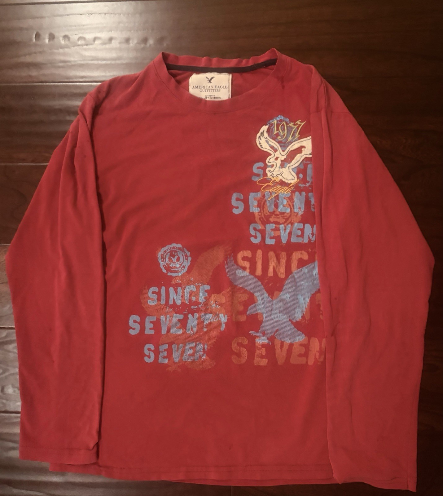 Y2K Red American Eagle Long Sleeve Shirt With Eagle Graphic gallery