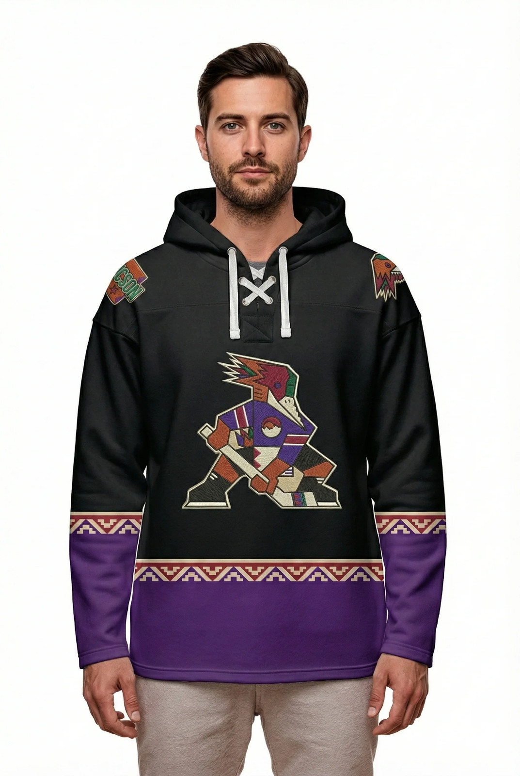 Tucson Roadrunners "Kachina" Alternate AHL Hockey Embroidered Lace Hoodie gallery