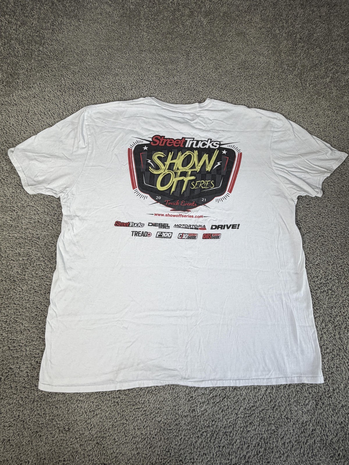 Motortopia Shirt Mens 2XL White Street Trucks Show Off Series Back Print